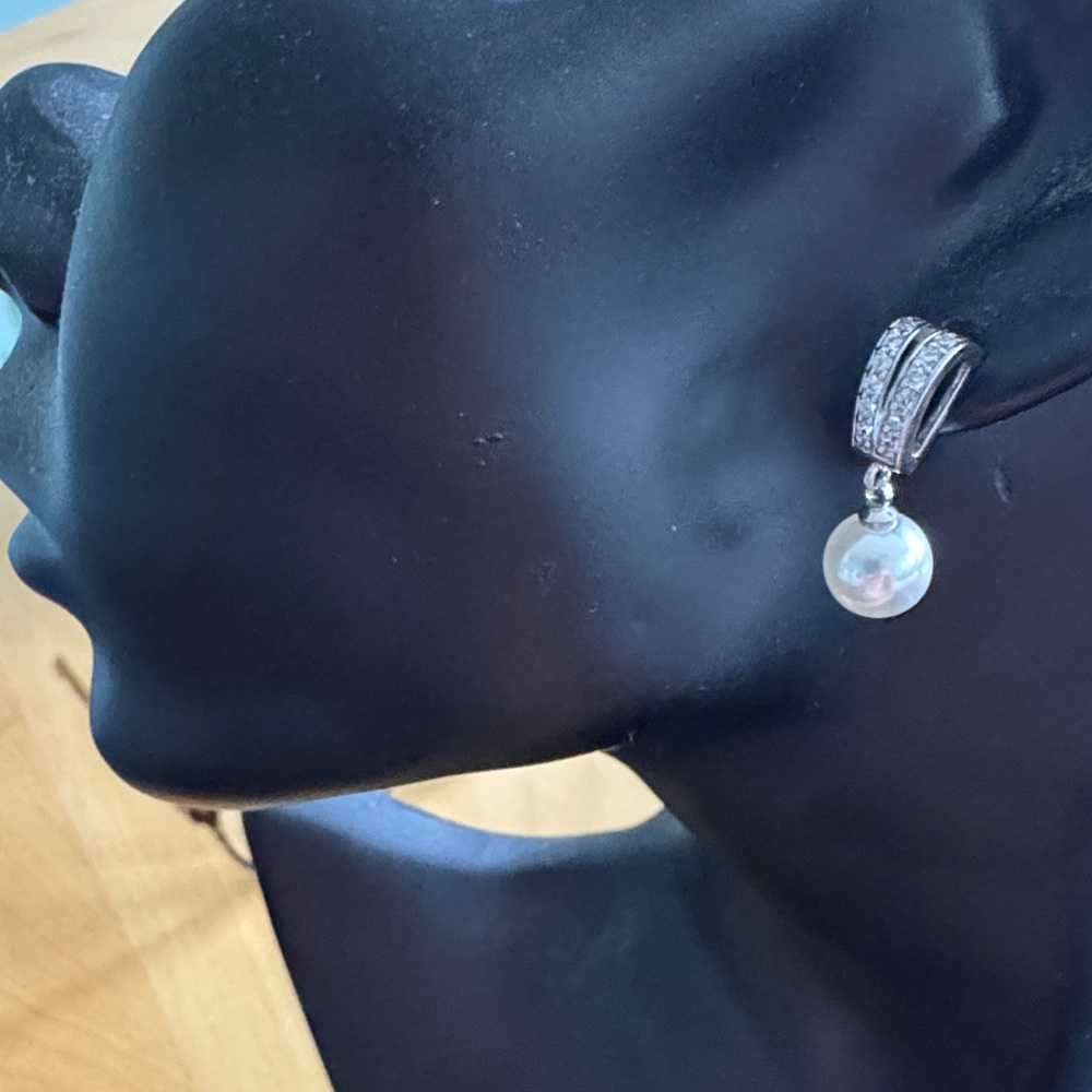 Elegant Silver and White Pearl Drop Earrings